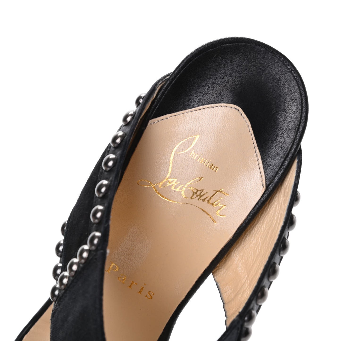 Calfskin Crelino Suede Studded Hassaneta 120 Platform Slide Sandals 37 Version Black