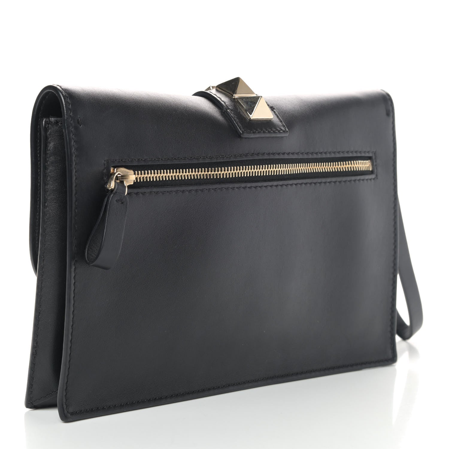 Valentino Garavani Vitello Glam Lock Rockstud Clutch Black 2 of 4