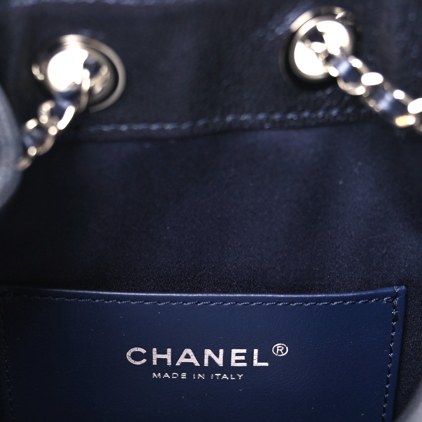 Metallic Caviar Quilted Mini Chanel 25 Handbag Dark Blue