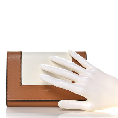 Celine Smooth Lambskin Medium Frame Multifunction Wallet Tan Optic White 2 of 13