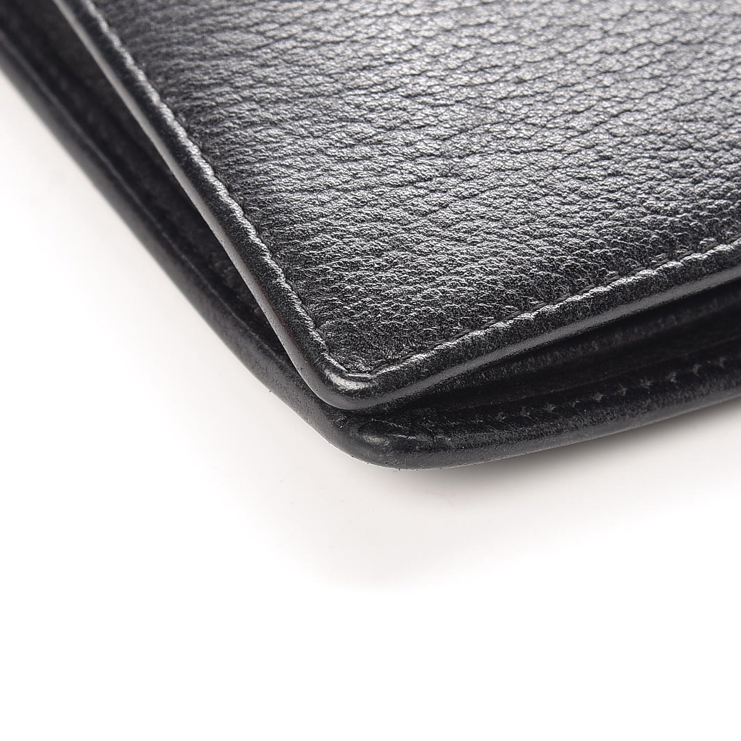 Goatskin Camellia Embossed Yen Wallet Black