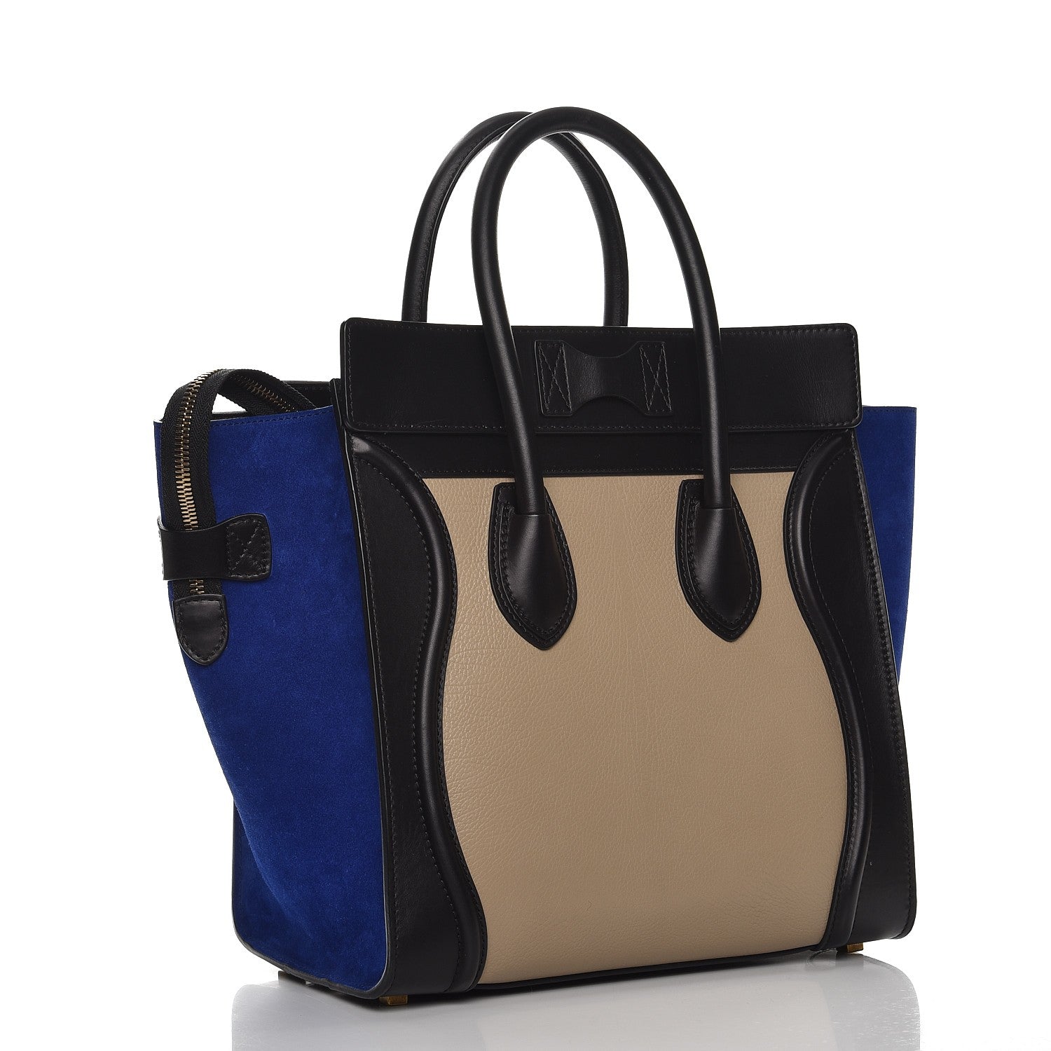 Celine Elephant Calfskin Suede Mini Tri-Color Luggage Sand 3 of 9