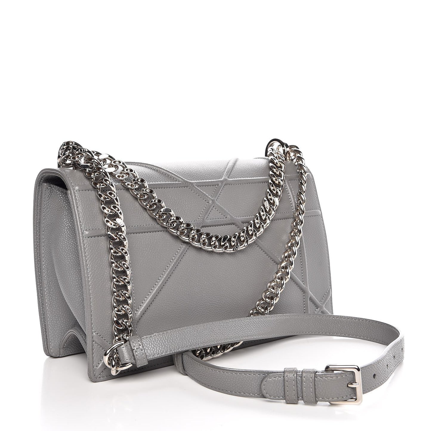 Grained Calfskin Medium Diorama Flap Bag Gris