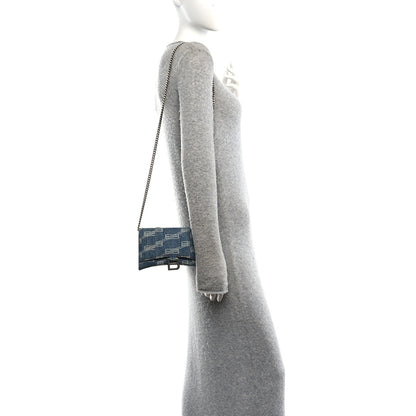 Balenciaga Denim BB Monogram Hourglass Chain Bag Blue 2 of 11