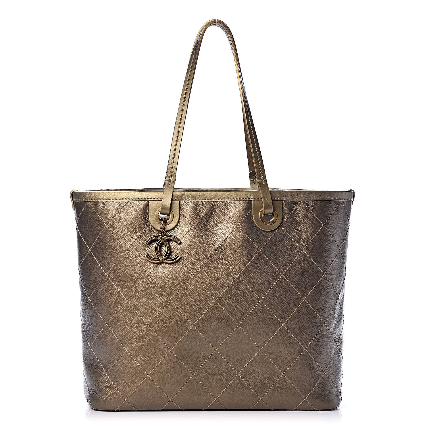Chanel Grained Calfskin Large Shopping Fever Tote Gold 3 of 15