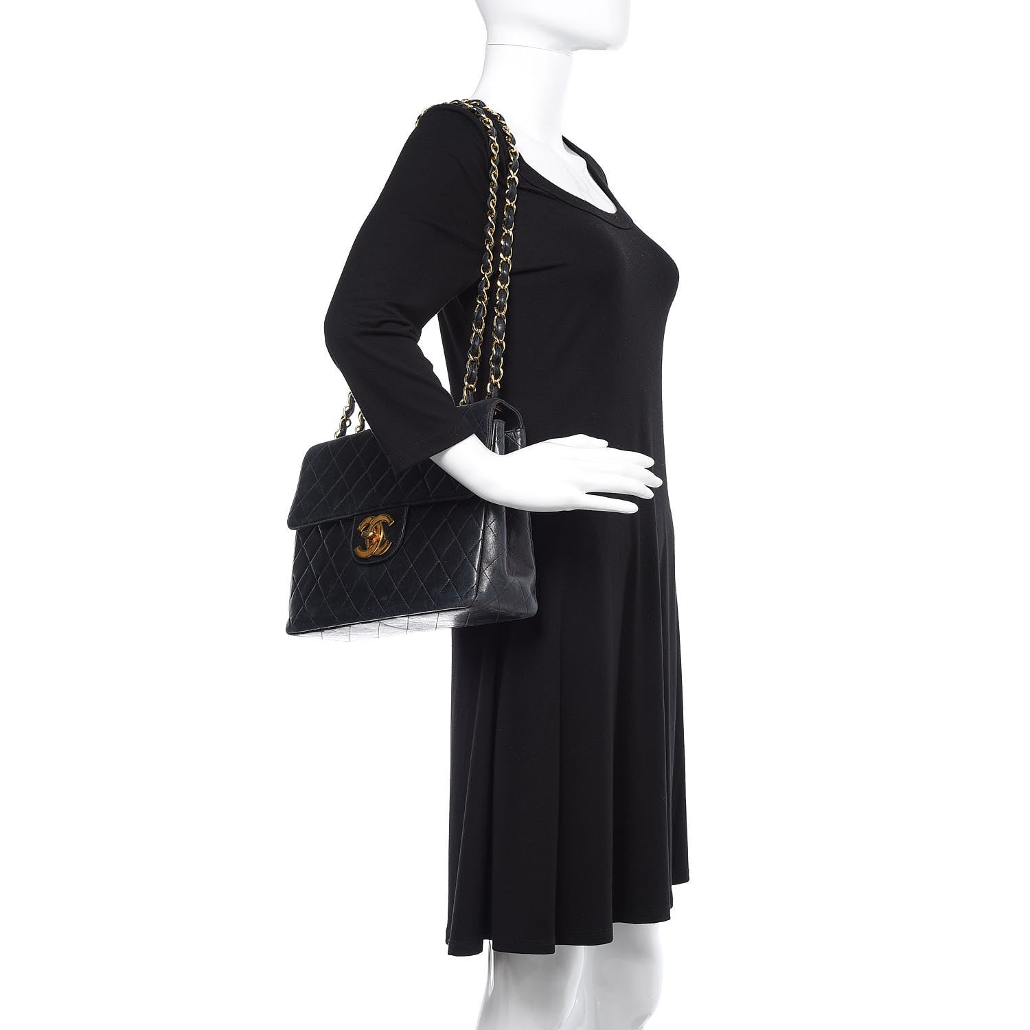 Chanel Lambskin Quilted XL Jumbo Single Flap Black 2 of 31