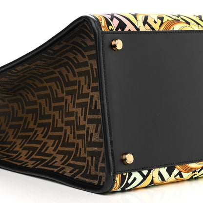 Fendi X VERSACE Canvas Printed Plexiglass Fendace FF Baroque XL Fendi Sunshine Shopper Tote Gold 8 of 9