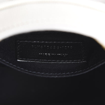 Saint Laurent Grain De Poudre Matelasse Chevron Quilted Round Vinyle Camera Bag White 6 of 9