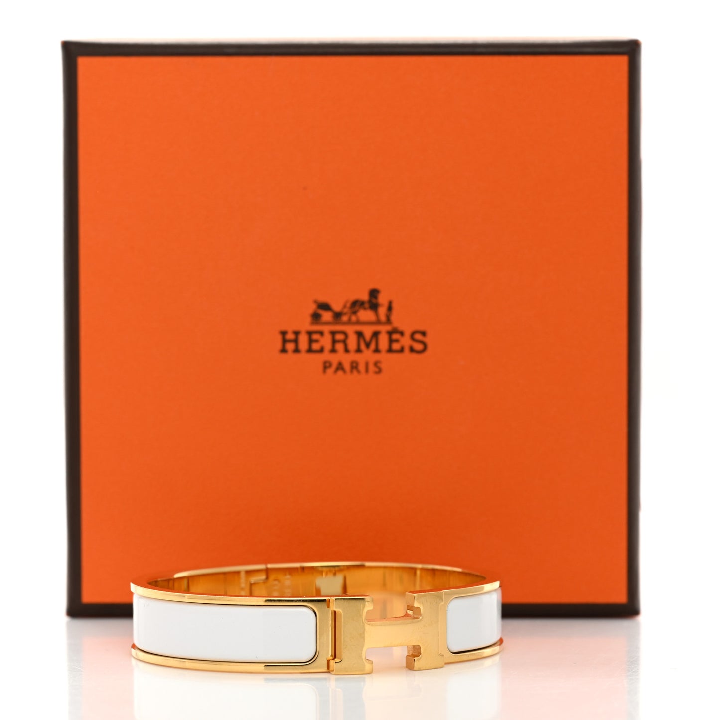 Enamel Narrow Clic Clac H Bracelet PM White