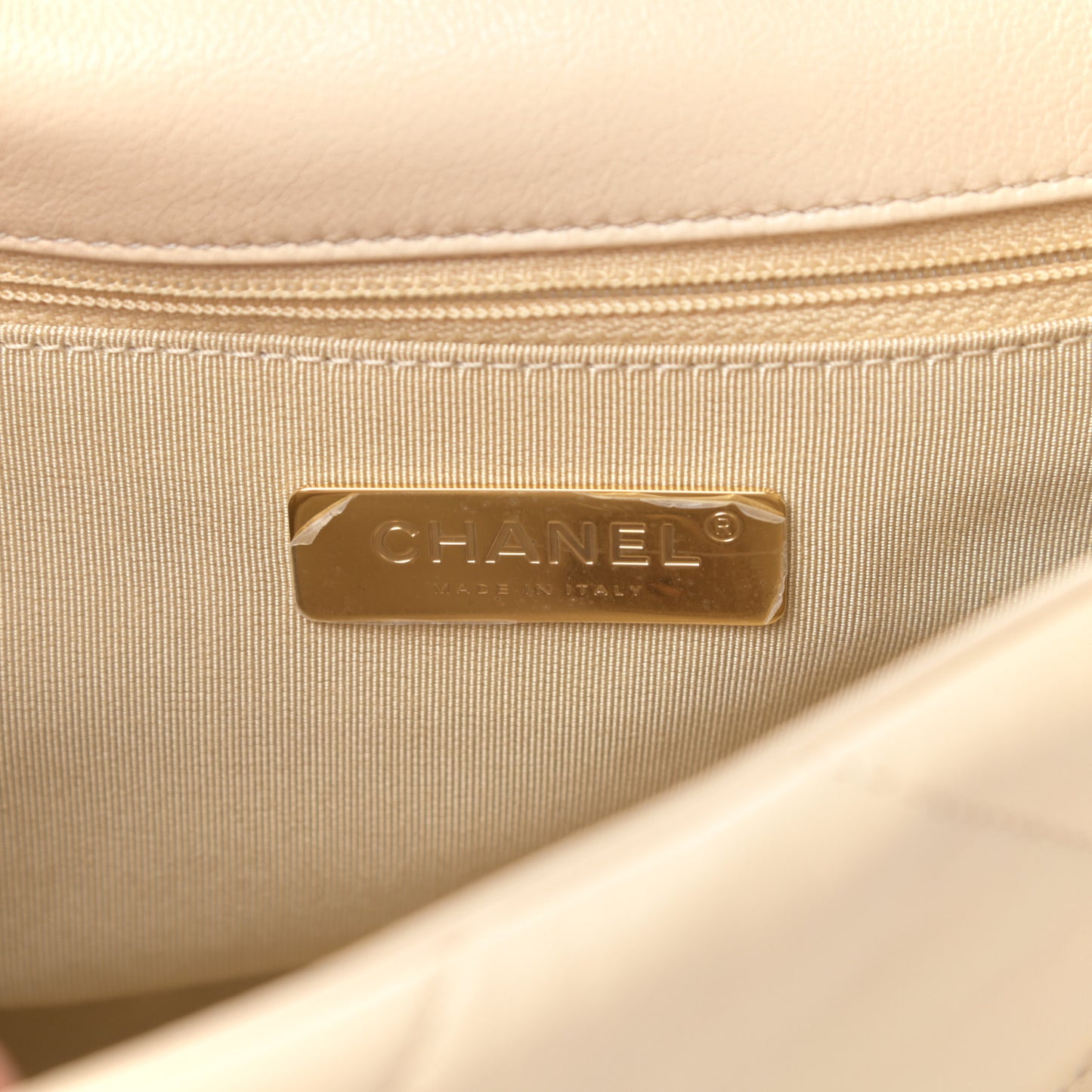 Goatskin Quilted Medium Chanel 19 Flap Beige