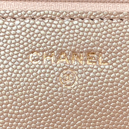 Chanel Iridescent Caviar Quilted Wallet on Chain WOC Beige 6 of 13