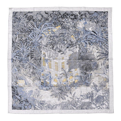Hermes Cashmere Silk Faubourg Tropical Shawl 140 Gris Chine Encre 1 of 6