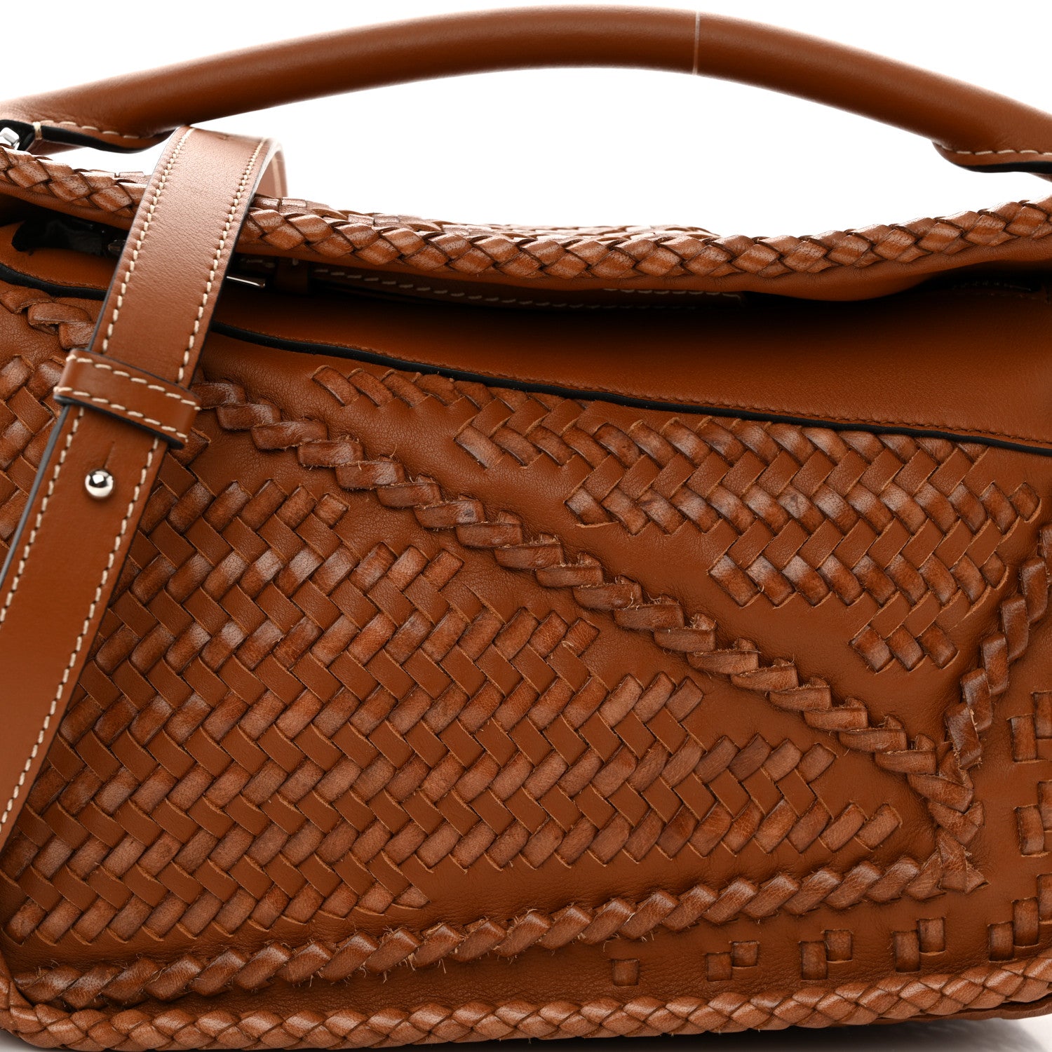 Loewe Calfskin Woven Small Puzzle Bag Tan 7 of 10