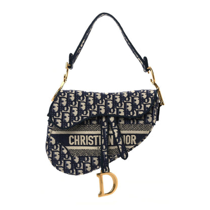 Christian Dior Oblique Embroidered Saddle Bag Blue 1 of 12