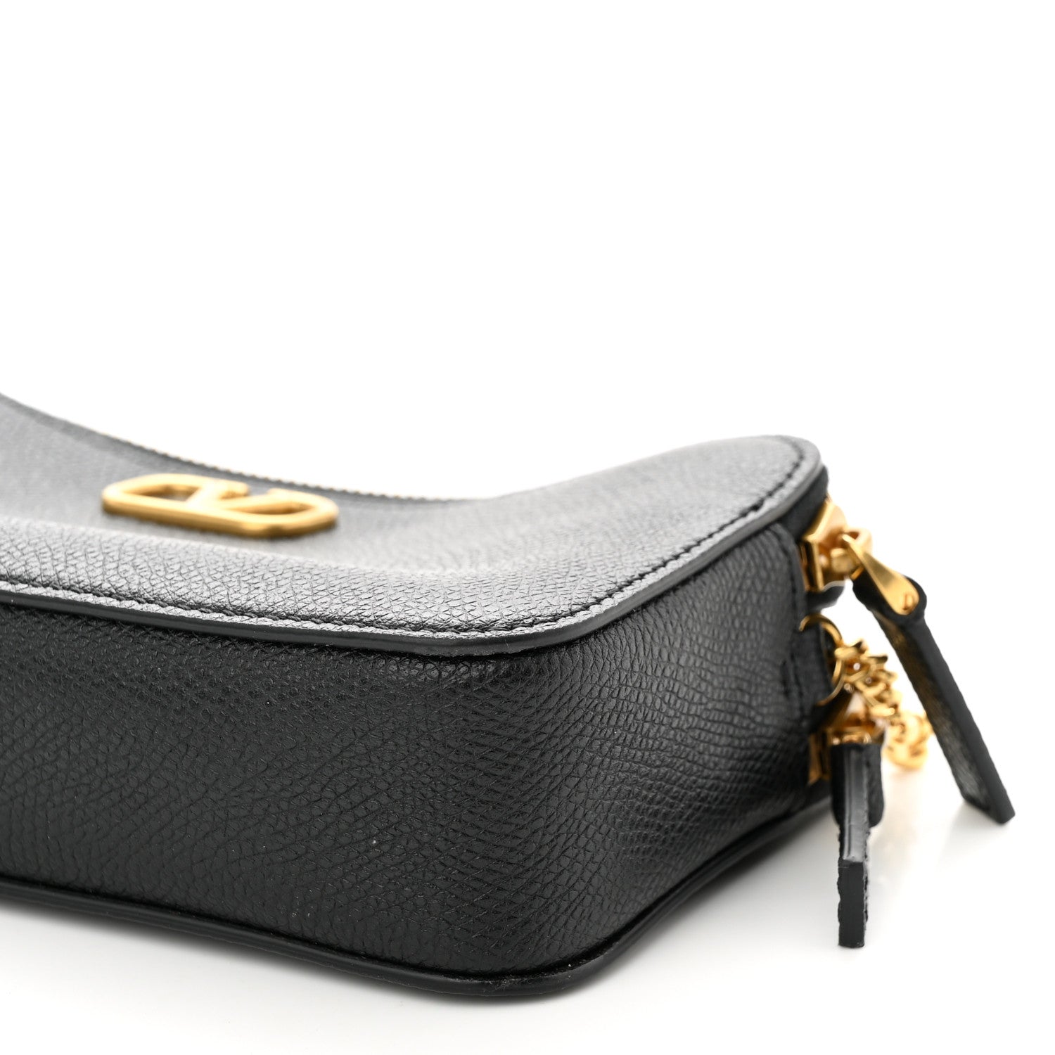 Valentino Garavani Grainy Calfskin VLogo Double Zip Camera Crossbody Bag Black 10 of 10