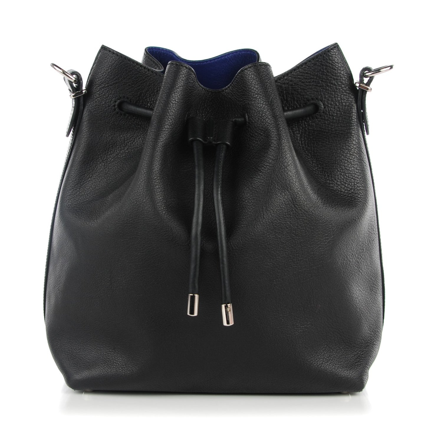 Calfskin Buffalo Medium Bucket Bag Black