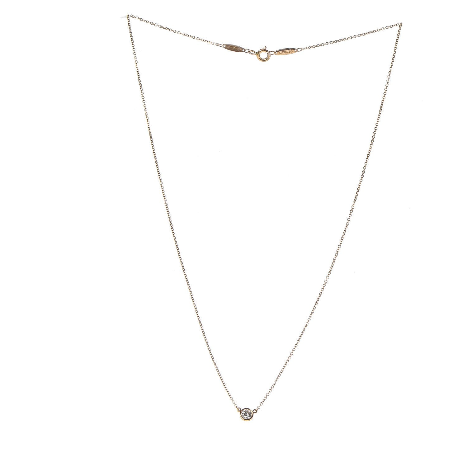 Tiffany 18K Yellow Gold Diamond .19ct Elsa Peretti Diamonds by the Yard Pendant Necklace 4 of 9