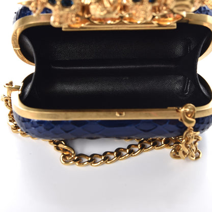 Alexander McQueen Python Knuckle Box Clutch Blue 5 of 11