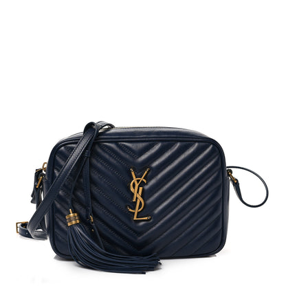 Saint Laurent Calfskin Matelasse Monogram Lou Camera Bag Navy 1 of 7