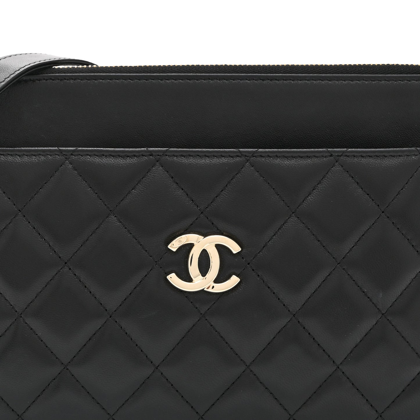 Lambskin Quilted Clutch With Chain Black