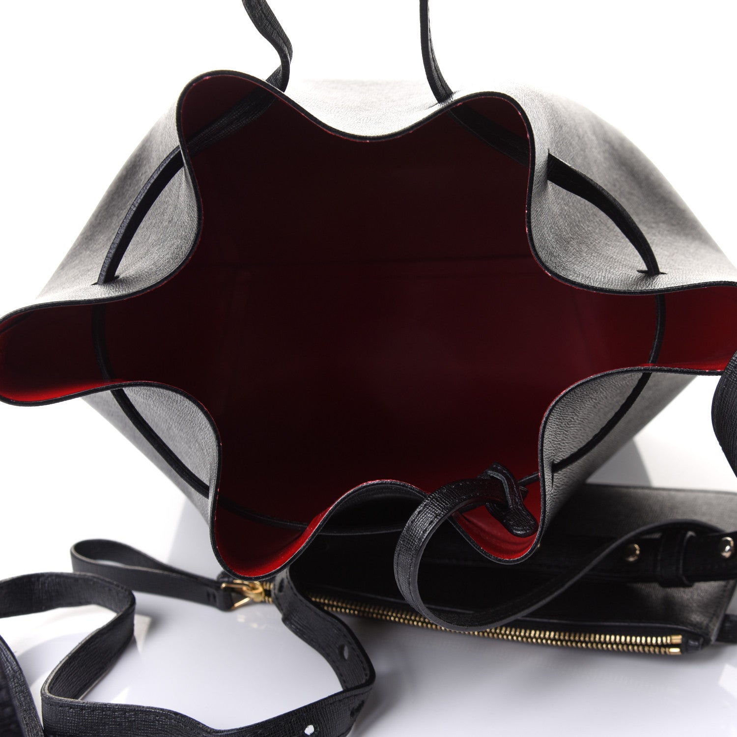 Mansur Gavriel Saffiano Bucket Bag Black Flamma 5 of 14