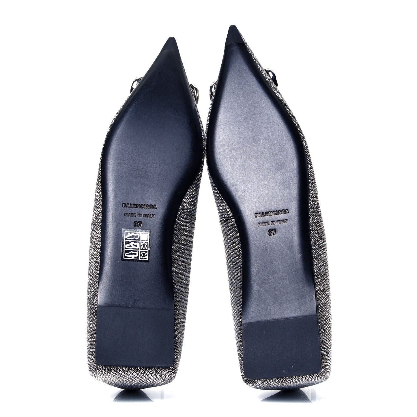 Shiny Fabric BB Square Knife Pointy Toe Ballerina Flats 37 Silver