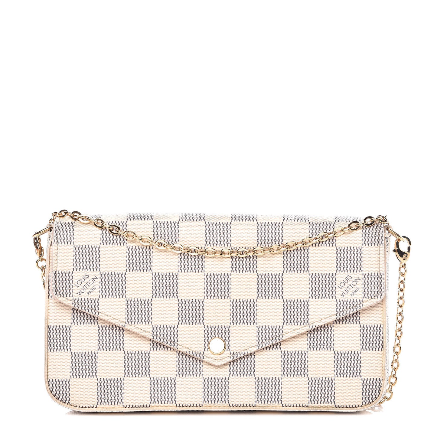 Damier Azur Pochette Felicie Chain Wallet Rose Ballerine