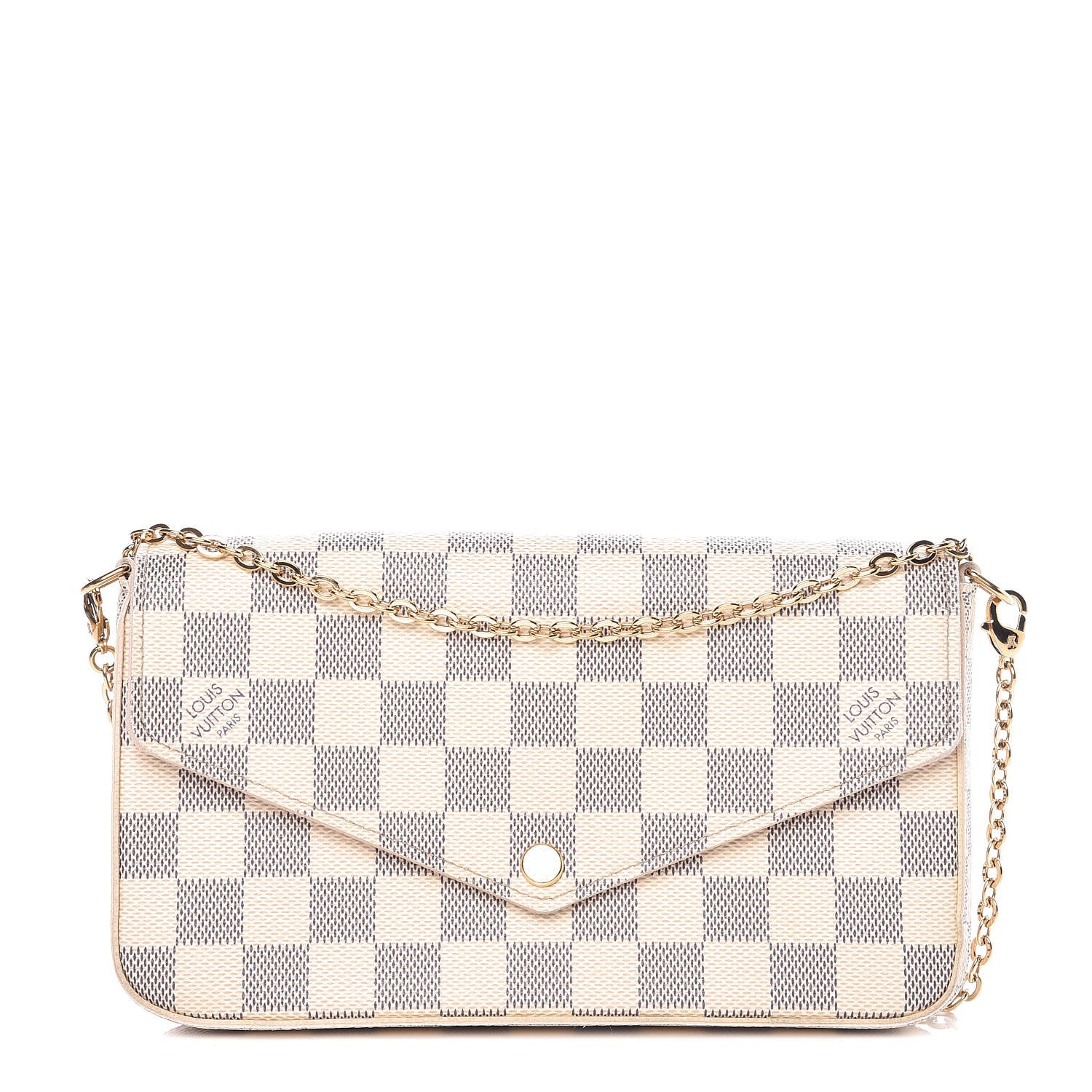 Louis Vuitton Damier Azur Pochette Felicie Chain Wallet Rose Ballerine 1 of 10