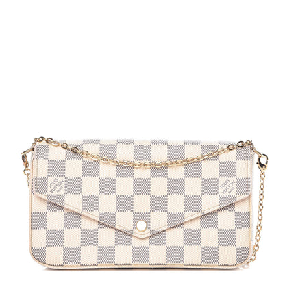 Louis Vuitton Damier Azur Pochette Felicie Chain Wallet Rose Ballerine 1 of 10