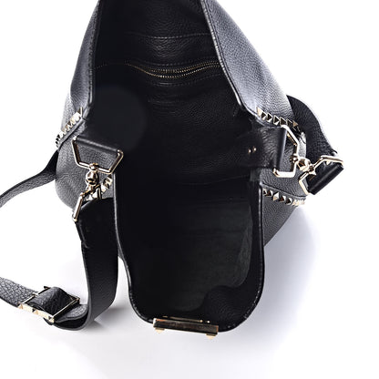 Valentino Garavani Pebbled Calfskin Large Rockstud Flip-Lock Messenger Bag Black 5 of 8