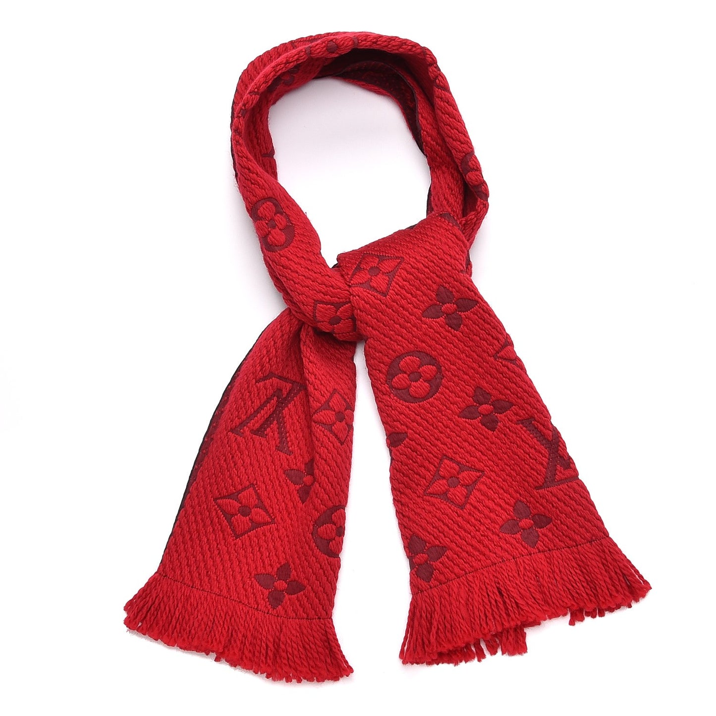 Wool Silk Logomania Scarf Rubis