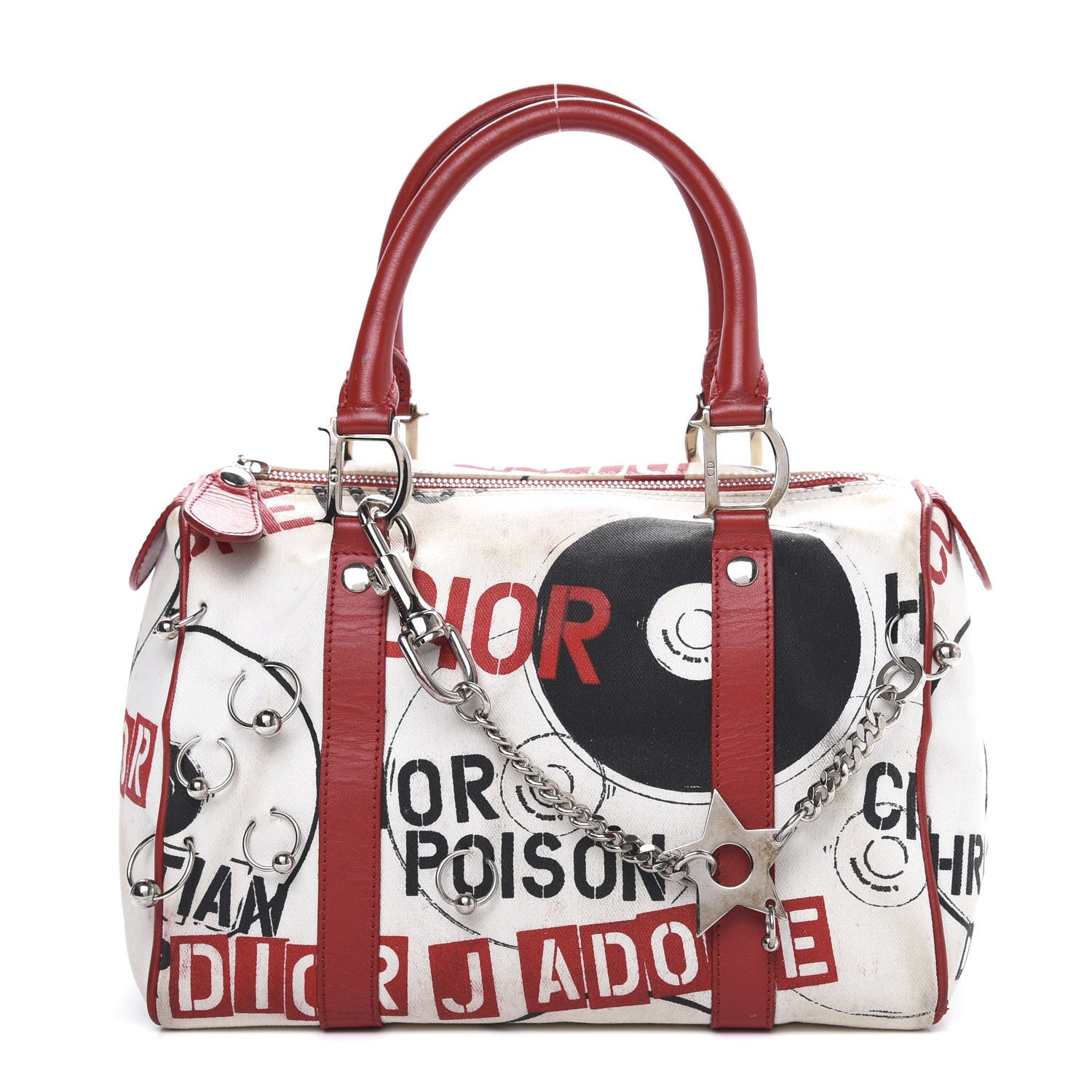 Christian Dior Canvas Hardcore Pierced Boston Black Red White 1 of 17
