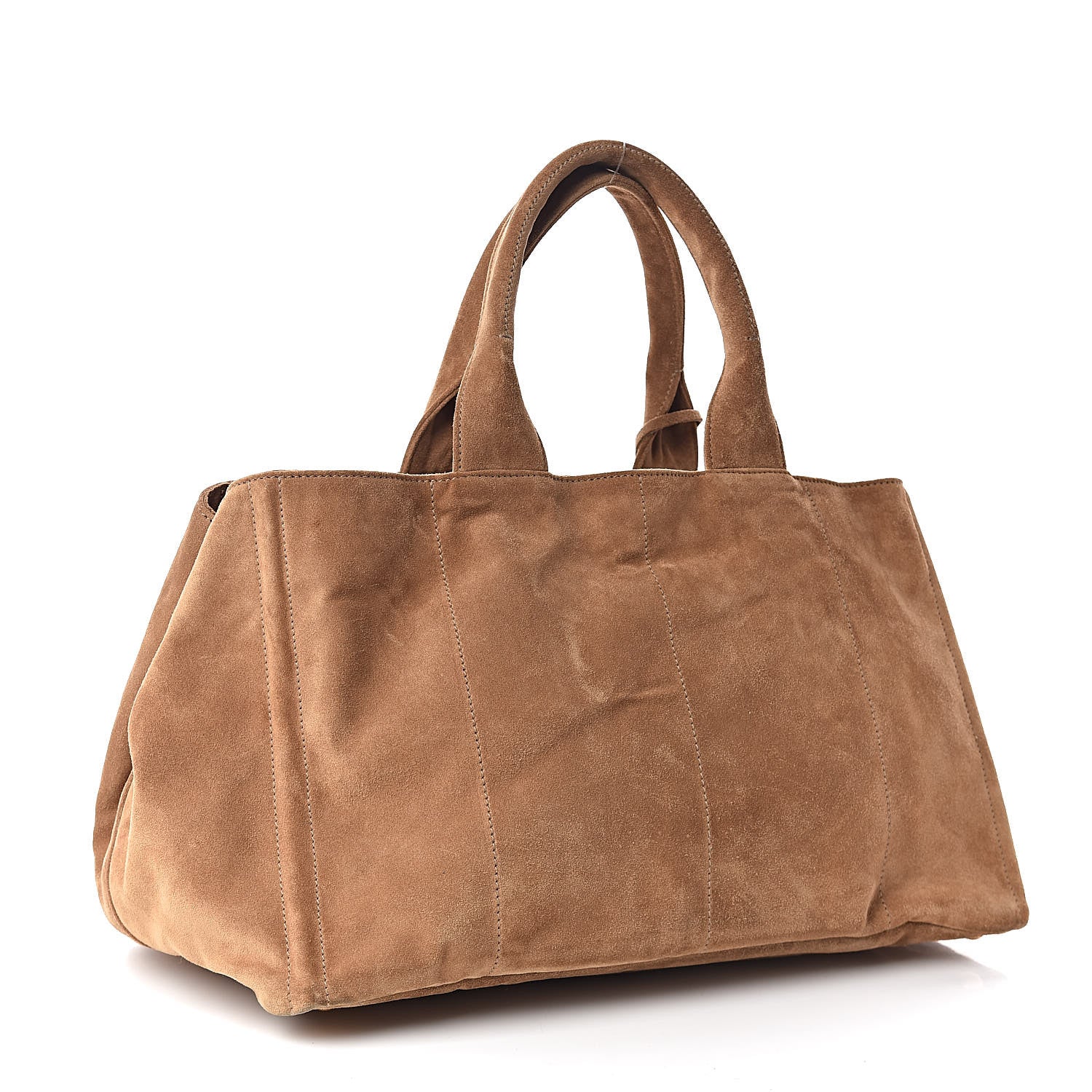 Prada Scamosciato Logo Tote Cammello 3 of 10