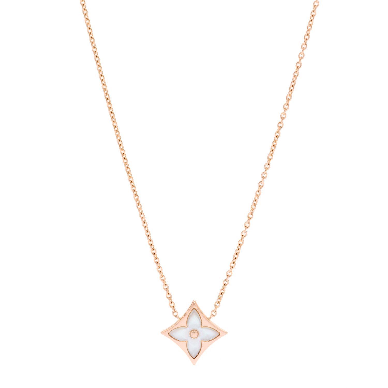 Louis Vuitton 18K Pink Gold Mother of Pearl Color Blossom Star Pendant Necklace 1 of 6