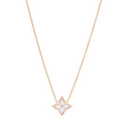 Louis Vuitton 18K Pink Gold Mother of Pearl Color Blossom Star Pendant Necklace 1 of 6