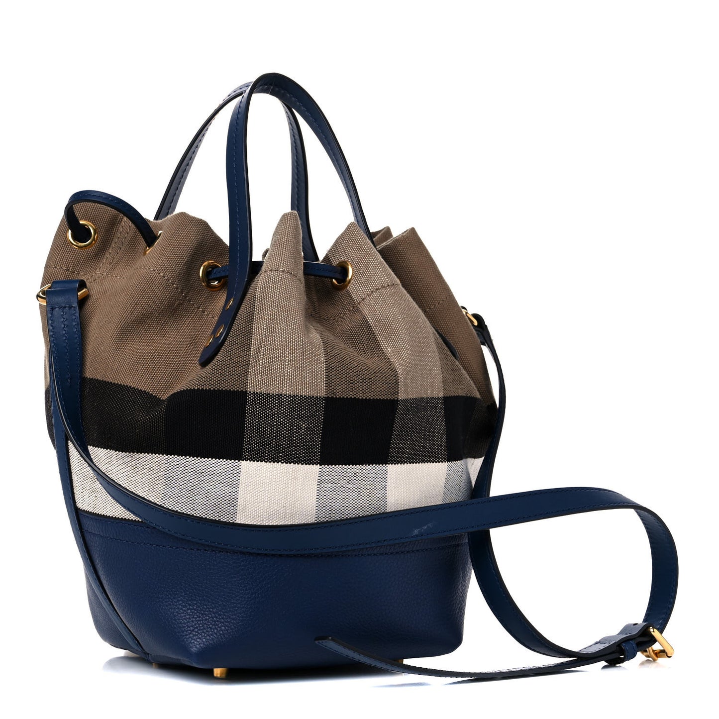 Grainy Calfskin Mega Check Tassel Heston Tote Navy