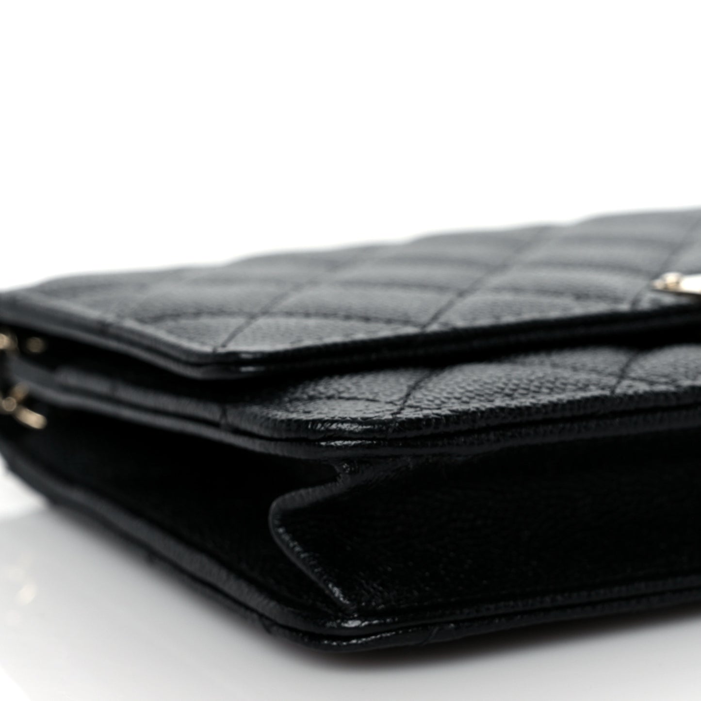 Caviar Quilted Golden Class Wallet On Chain WOC Black