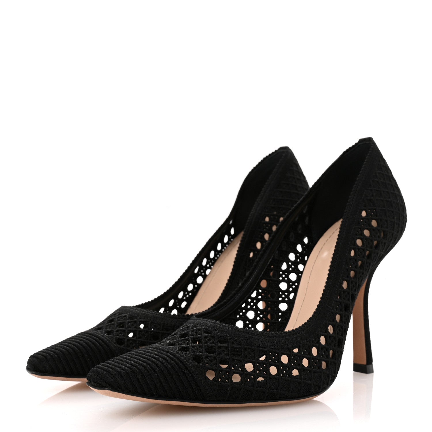 Christian Dior Mesh Cotton Cannage Dior Capture 100mm Pumps 38.5 Black 4 of 7