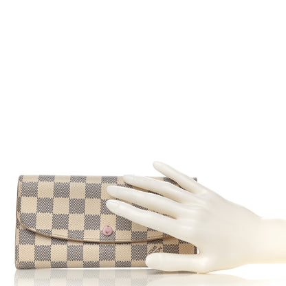 Louis Vuitton Damier Azur Emilie Wallet Rose Ballerine 2 of 16