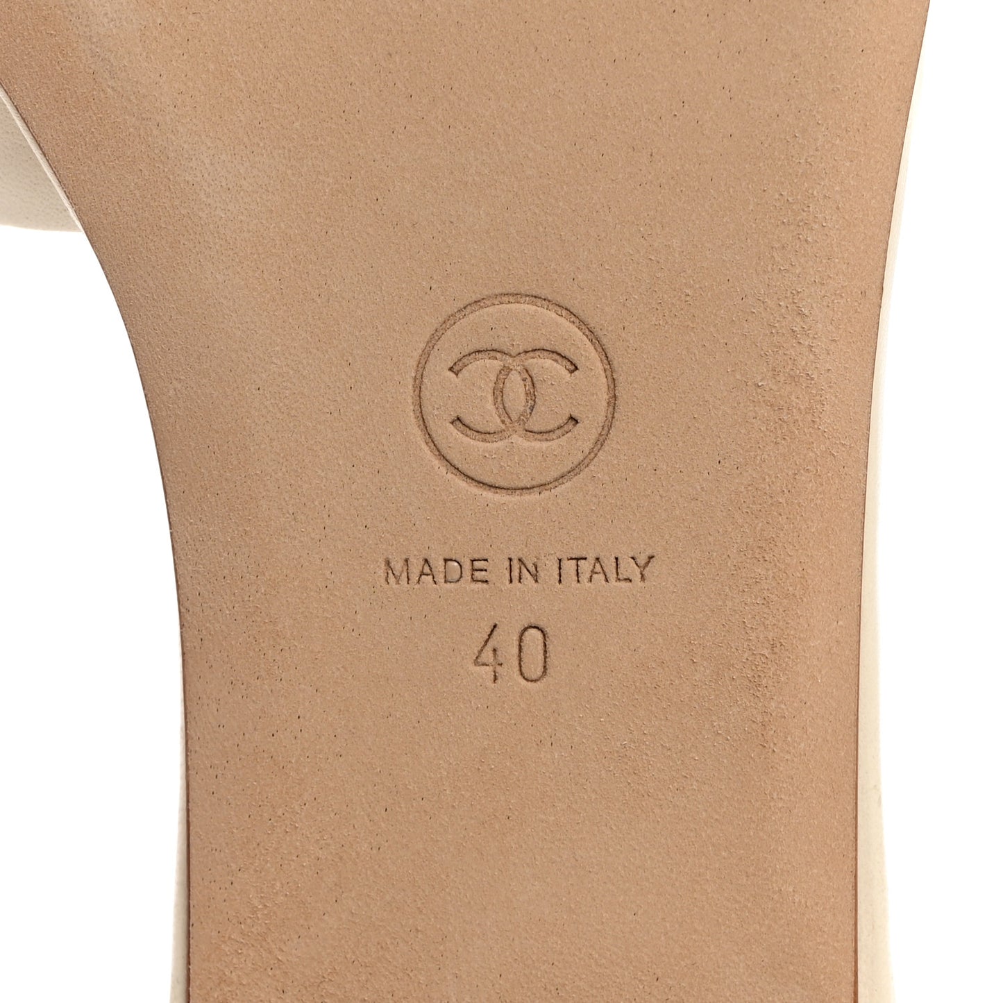Calfskin Pearl CC Mules 40 Ivory