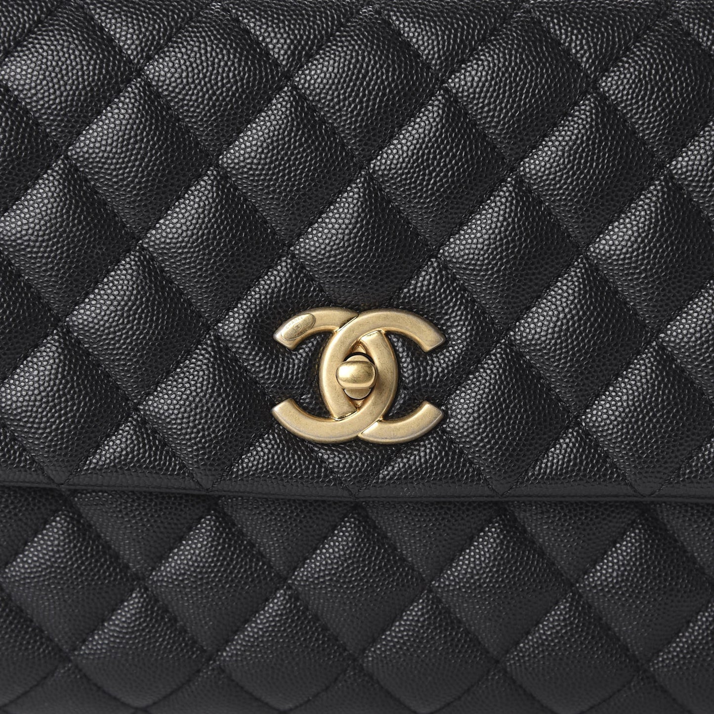 Caviar Lizard Embossed Quilted Small Coco Handle Flap Black