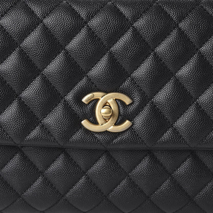 Chanel Caviar Lizard Embossed Quilted Small Coco Handle Flap Black 10 of 11