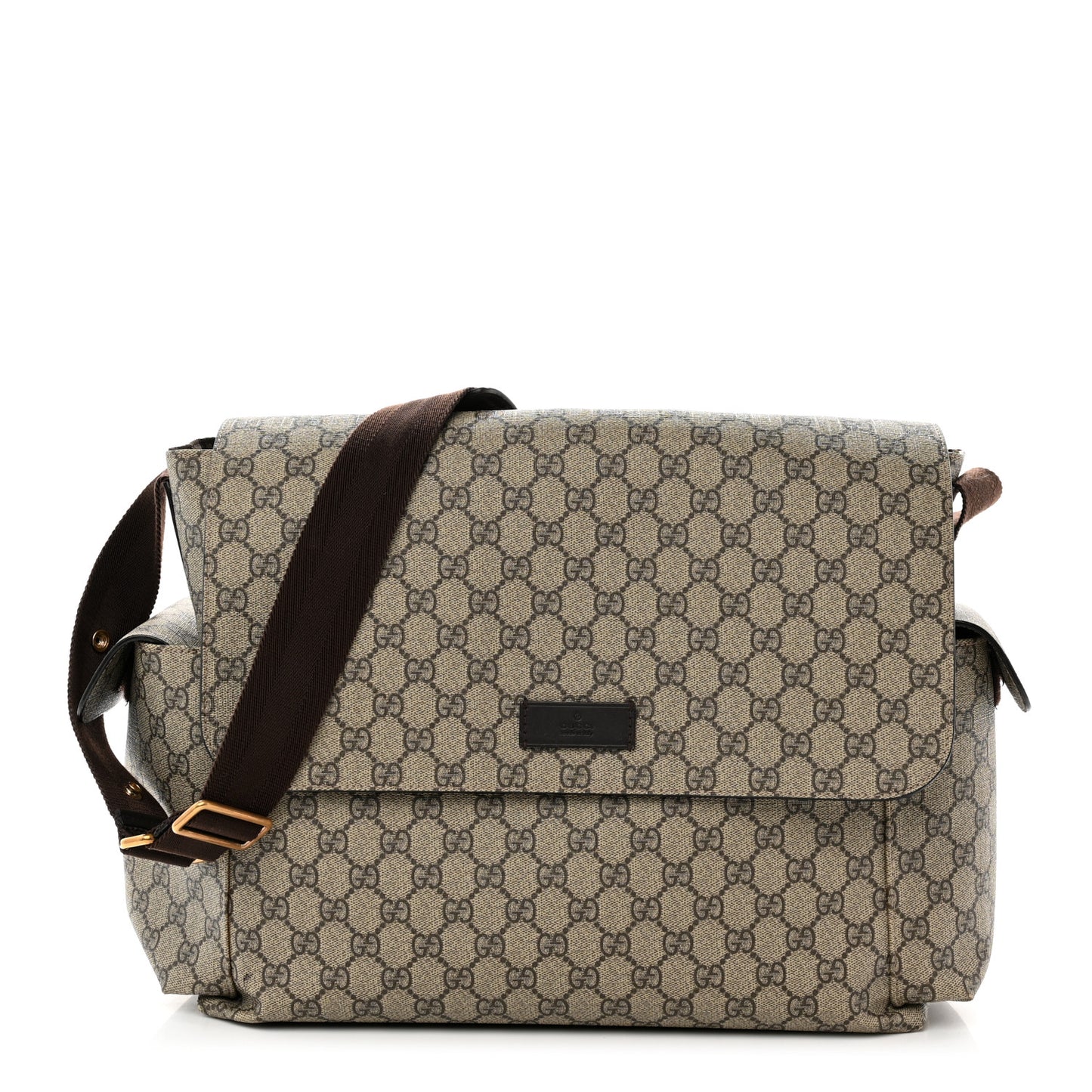 GG Plus Monogram Messenger Diaper Bag Dark Brown