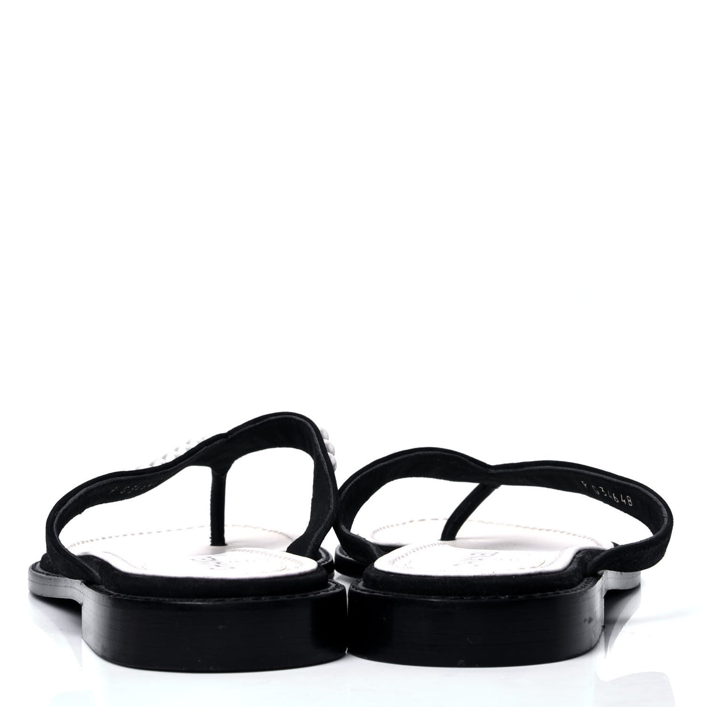Suede Pearl Thong Sandals 37.5 Black