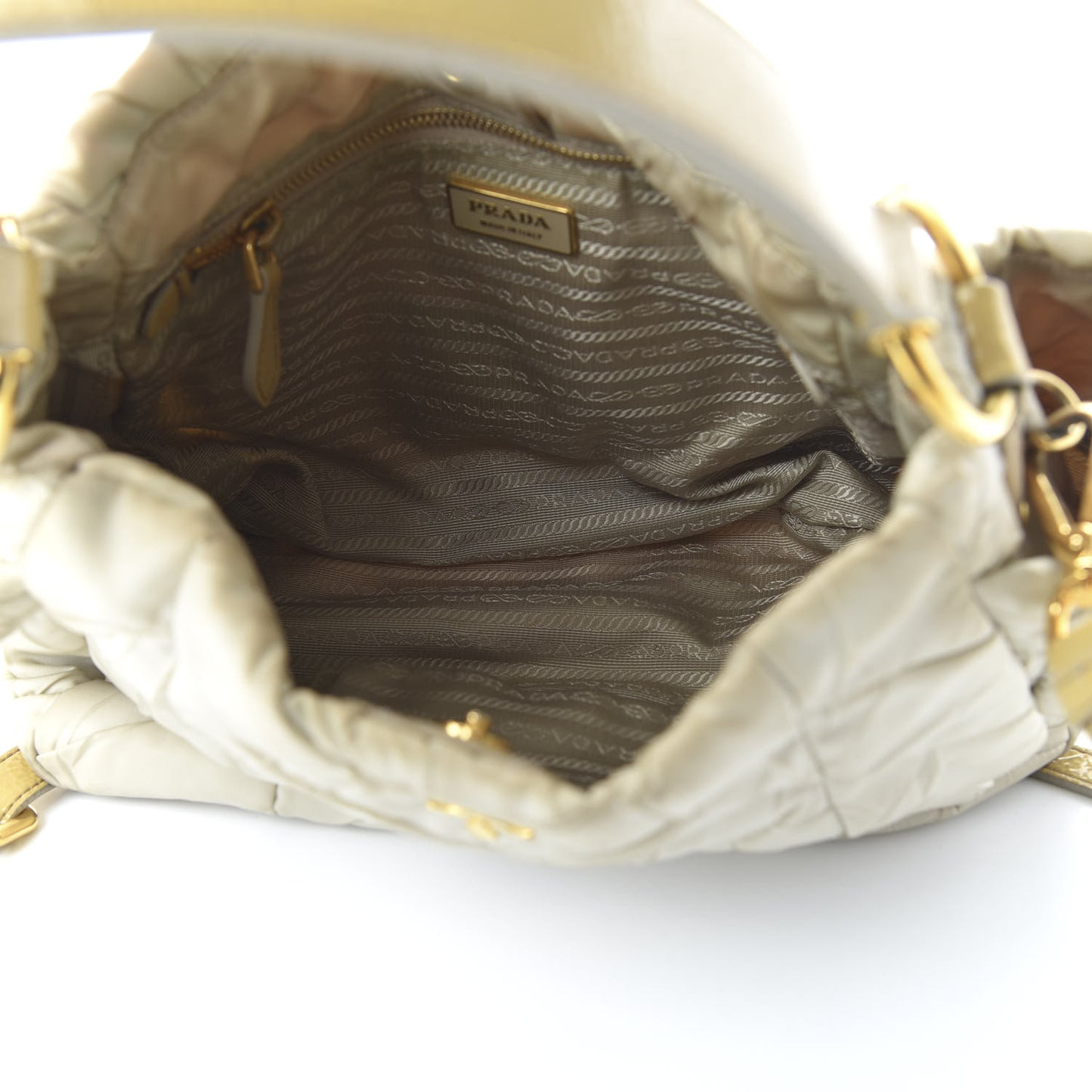 Tessuto Nylon Chevron Quilted Shoulder Bag Lino