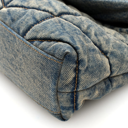 Saint Laurent Denim Quilted Toy Loulou Puffer Monogram Chain Satchel Blue Cinnamon 9 of 9