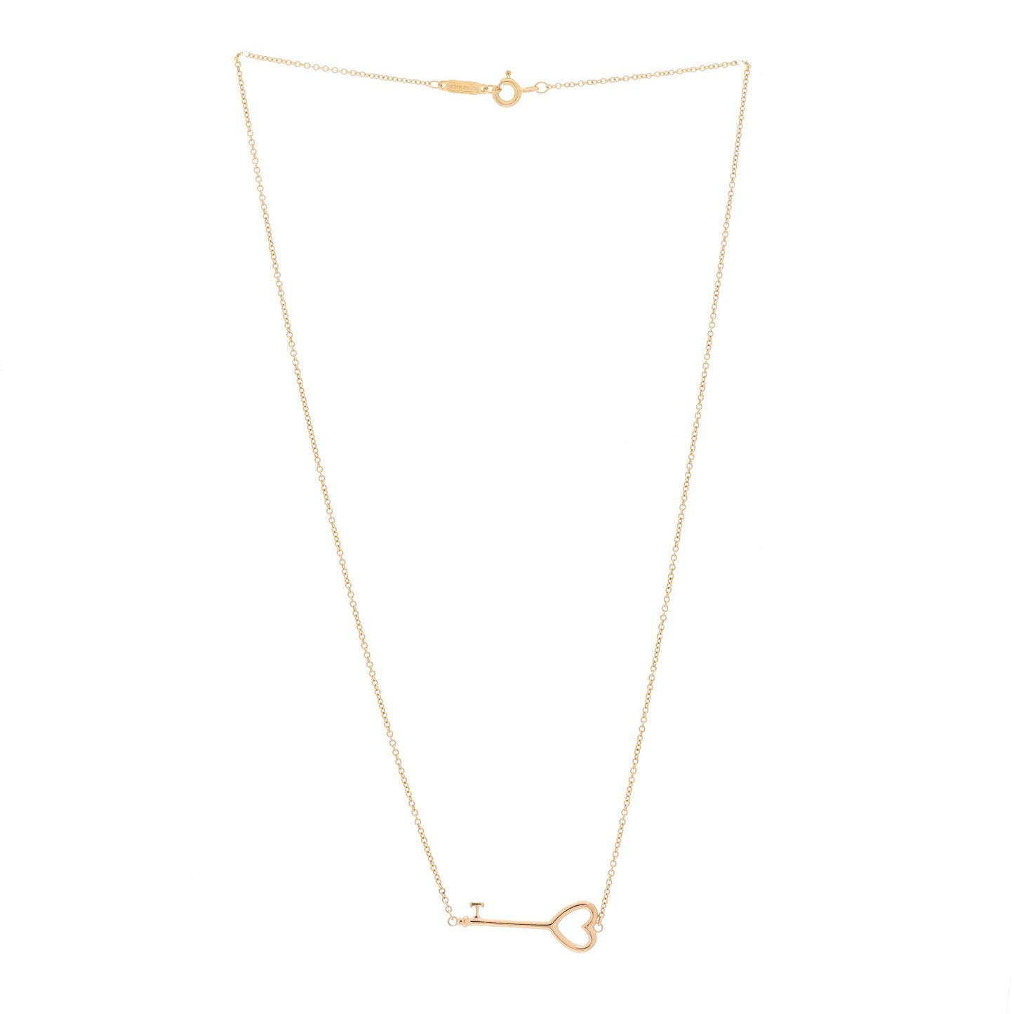 18K Rose Gold Heart Key Pendant Necklace