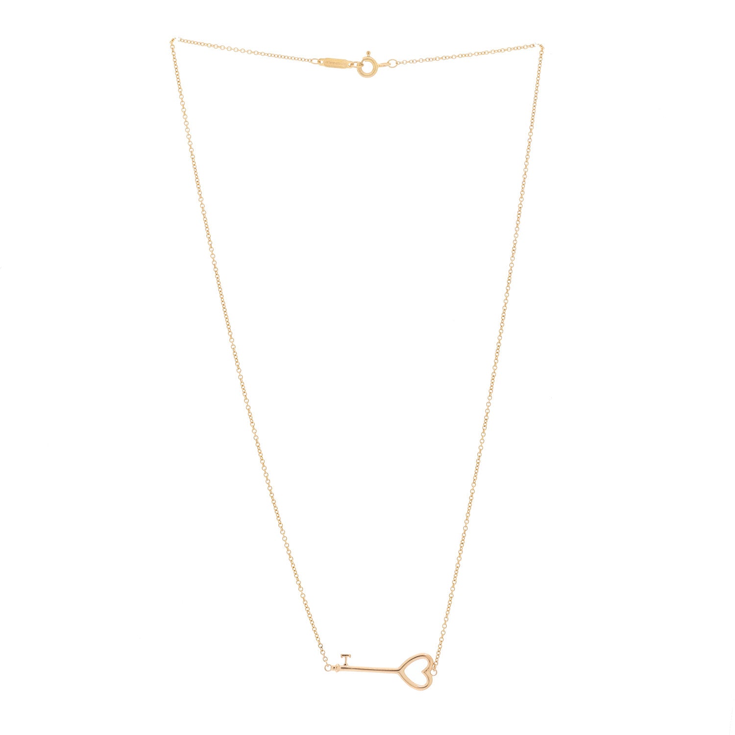 Tiffany 18K Rose Gold Heart Key Pendant Necklace 3 of 5