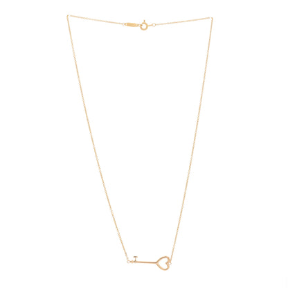 Tiffany 18K Rose Gold Heart Key Pendant Necklace 3 of 5