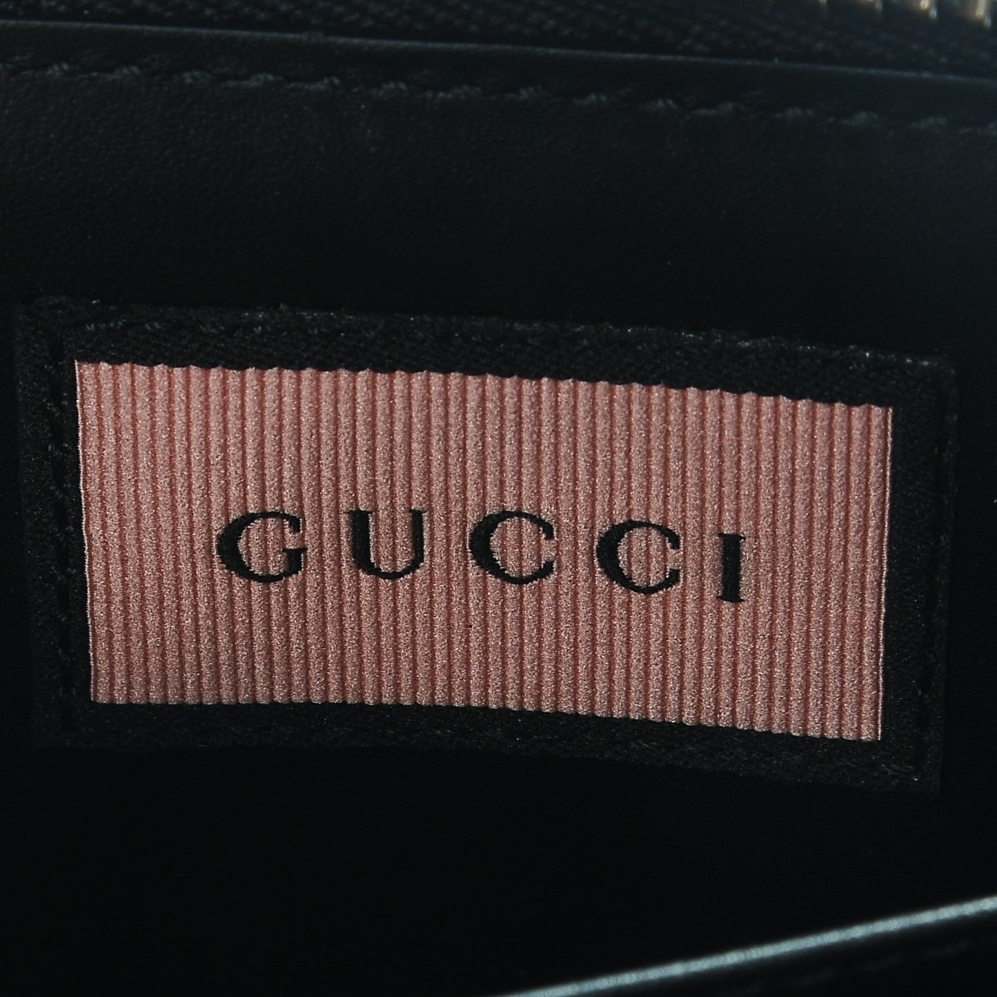 Calfskin GucciGhost Zip Around Card Case Black New Acquamarine